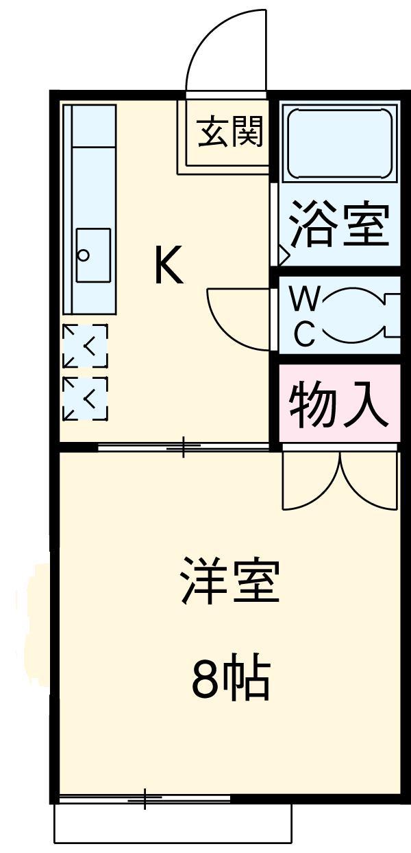 グリーンパレス(1K/2階)の間取り写真