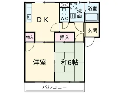 アーバンハイツA(2DK/1階)の間取り写真