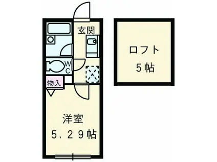ホワイトコート(1K/2階)の間取り写真