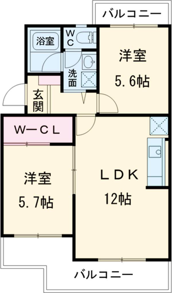 エタニティーⅡ(2LDK/3階)の間取り写真