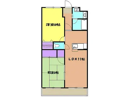 グランポワールⅡ(2LDK/3階)の間取り写真