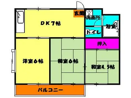 サニーハイツ原口B(3DK/2階)の間取り写真