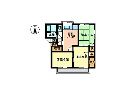 赤城町コーポ(3DK/2階)の間取り写真