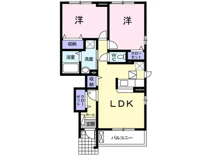 ソレイユA(2LDK/1階)の間取り写真