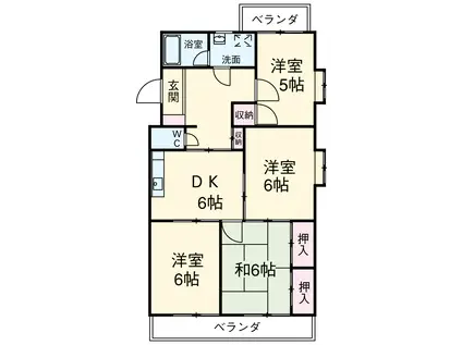 朋友レジデンス(4DK/4階)の間取り写真