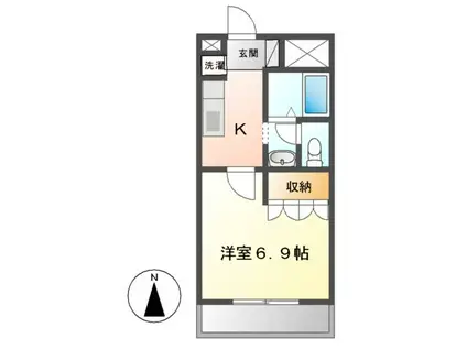エクシードⅡ(1K/2階)の間取り写真