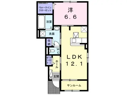 グランドプレステージF館(1LDK/1階)の間取り写真