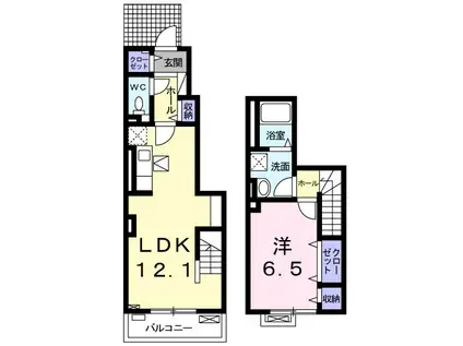ラ・カーサ ラルーチェ高浜(1LDK/1階)の間取り写真