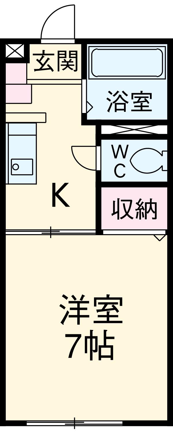 ハーベスト湘南山手(1K/2階)の間取り写真