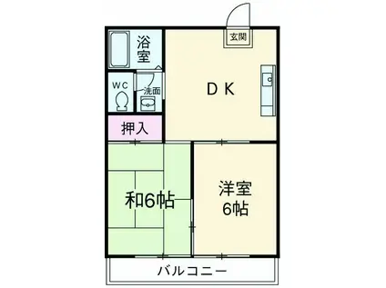 ロキシーパンセ中浦和(2DK/3階)の間取り写真