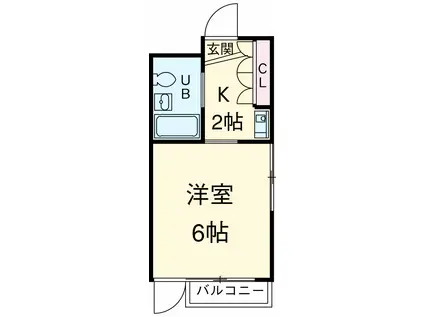 プラザUSA戸田公園(ワンルーム/2階)の間取り写真