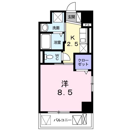 パークサイド K(1K/8階)の間取り写真