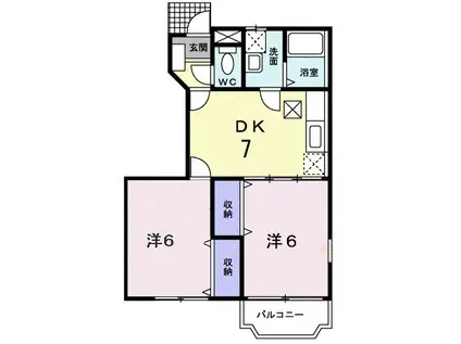 グランパルク A(2DK/1階)の間取り写真