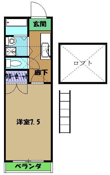 クレセントハウス(1K/1階)の間取り写真