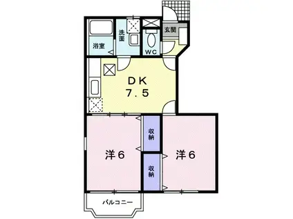 グランパルク B(2DK/1階)の間取り写真