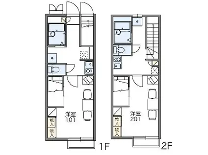 レオパレスラポール(1K/1階)の間取り写真