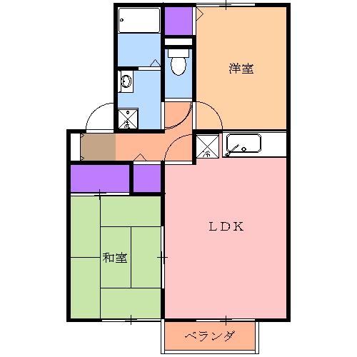 サンセール(2LDK/1階)の間取り写真