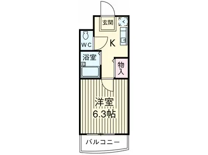 ドームカーサ杉田(1K/1階)の間取り写真