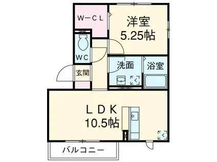 オリーブ(1LDK/1階)の間取り写真