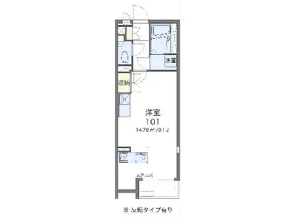 ミランダヴィラ曽根D(ワンルーム/1階)の間取り写真