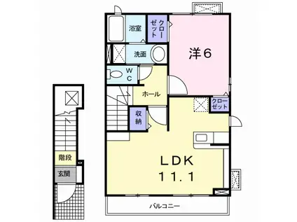 RESTBELLⅡ(1LDK/2階)の間取り写真