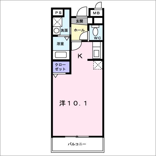 コートライブリーNⅡ(ワンルーム/3階)の間取り写真