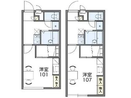 レオパレスグローリア(1K/2階)の間取り写真