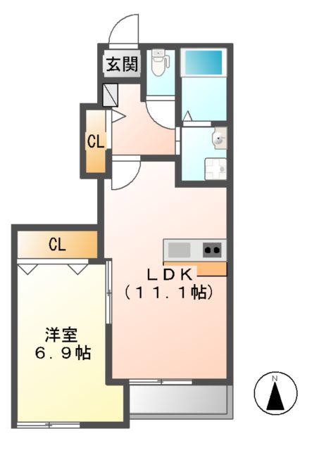LOHAS(1LDK/1階)の間取り写真