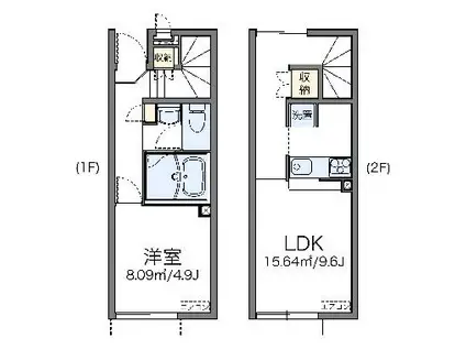 レオネクストアズール(1LDK/1階)の間取り写真