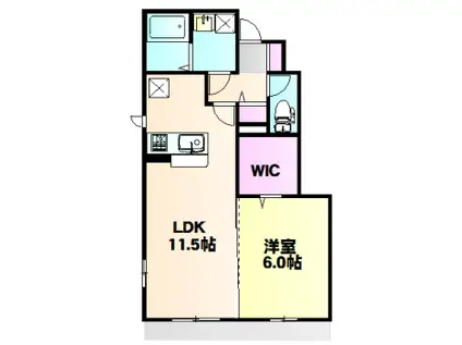 KドルフⅢ(1LDK/1階)の間取り写真