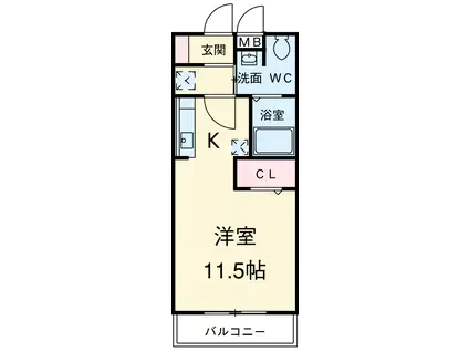 コモドKⅡ(ワンルーム/2階)の間取り写真
