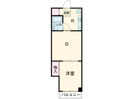 ウィンド聖蹟桜ヶ丘マンション(1DK/6階)の間取り写真