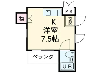 ベルクメイム(ワンルーム/3階)の間取り写真