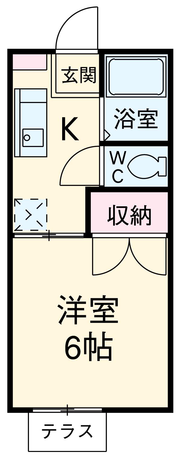 サンモール向ヶ丘B(1K/1階)の間取り写真