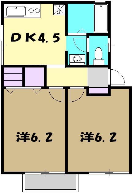 ヴィーゼンバッハ(2DK/2階)の間取り写真