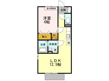 ハイヤードヒルズⅢ(1LDK/1階)の間取り写真
