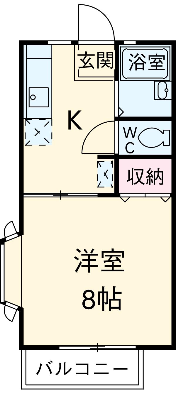 ブランシェⅢ(1K/2階)の間取り写真