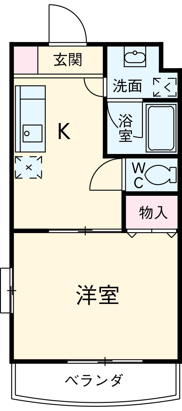 ベルコリーヌ(1DK/2階)の間取り写真