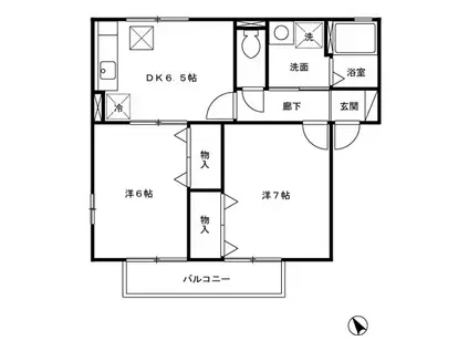 プリヤンモア(2DK/1階)の間取り写真