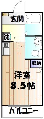 アールドヴィーヴル(ワンルーム/2階)の間取り写真