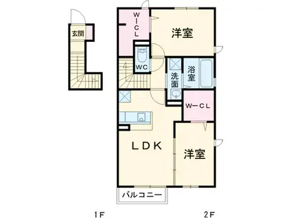シーティオⅡ(2LDK/2階)の間取り写真