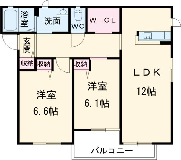 ベリエ湘南A(2LDK/2階)の間取り写真