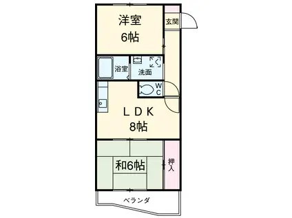 第2山嵜マンション(2DK/1階)の間取り写真