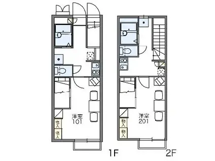 レオパレスノーヴァ(1K/1階)の間取り写真