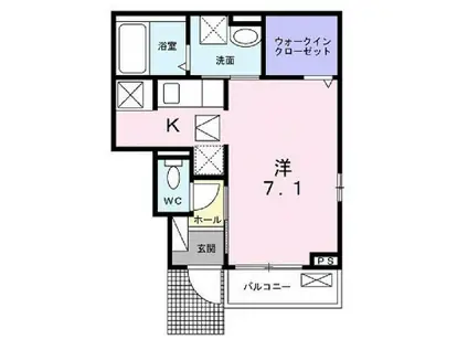 オリーブ タウンⅡ(1K/1階)の間取り写真