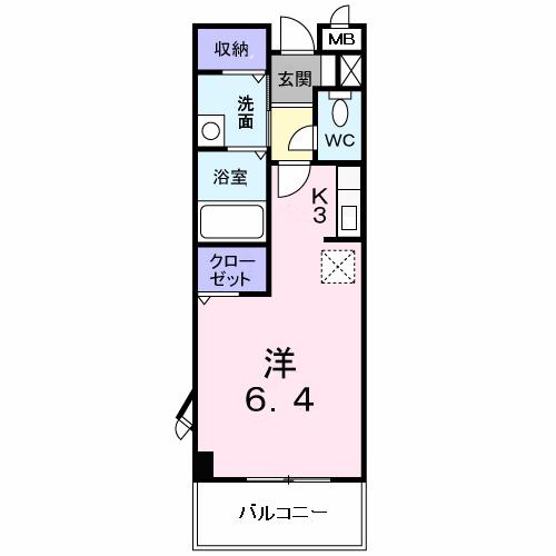 レフィナードKⅠ(ワンルーム/2階)の間取り写真