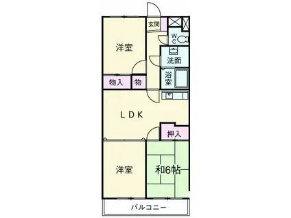グランクールⅠ(2LDK/3階)の間取り写真