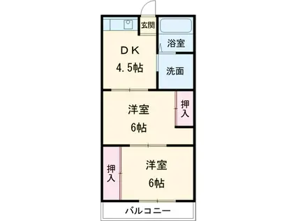 れいろうハイツⅡ(2DK/2階)の間取り写真