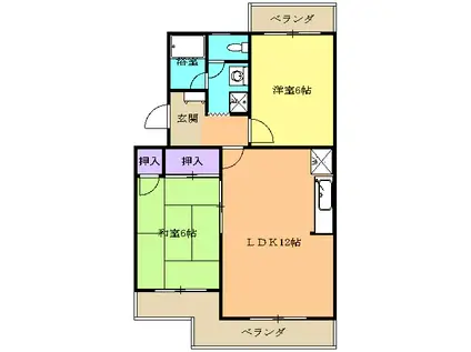 シオン竜南Ⅱ(2LDK/2階)の間取り写真