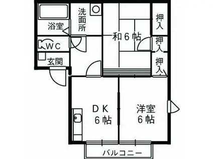 クレセール見瀬 A棟(2DK/1階)の間取り写真